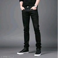 Thin Cotton Black Jeans For Men (SKU-0217)  - Black, 34
