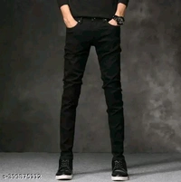 Thin Cotton Black Jeans For Men (SKU-0217)  - Black, 34
