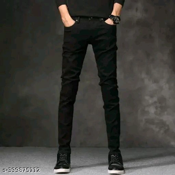 Thin Cotton Black Jeans For Men (SKU-0217)  - Black, 34