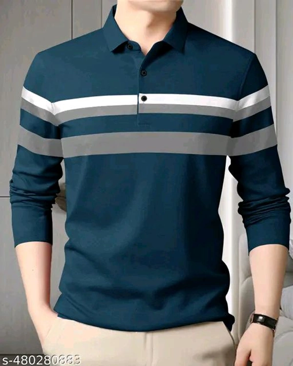 Color blocked Polo Neck T-shirt For Men - M