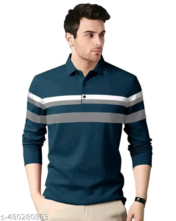 Color blocked Polo Neck T-shirt For Men - M
