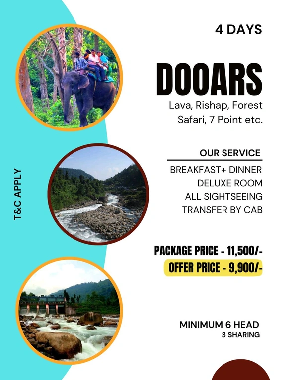 DOOARS, Lava, Rishap TOUR  - 5 Days  - 