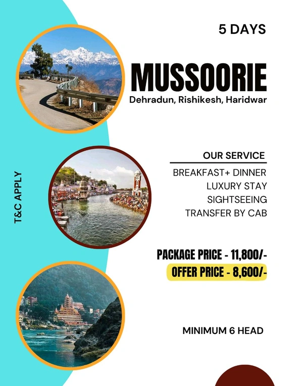 HARIDWAR, MUSSOORIE TOUR  - 5 Days