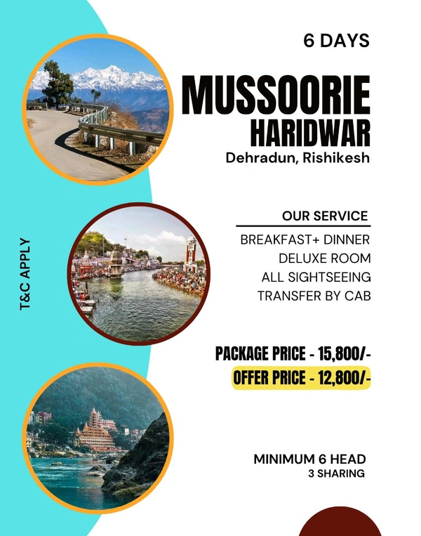 HARIDWAR, MUSSOORIE TOUR  - 6 Days