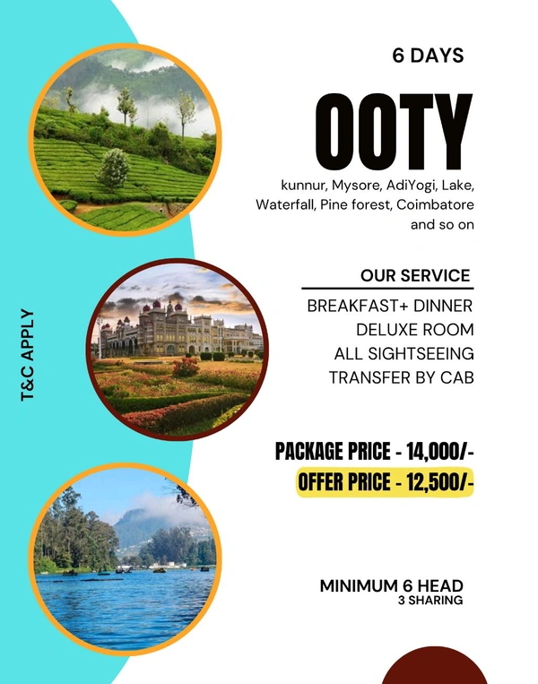OOTY FULL TOUR - 6 Days