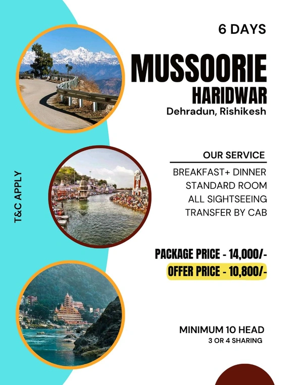 MUSSOORIE, DEHRADUN, HARIDWAR - 6 DAYS 