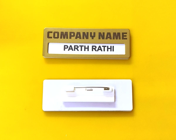 Reusable S S Metal Golden Badge Order Online India
 - 70x25 mm