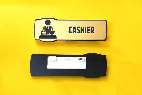 Get Online Attractive Badge for Cashier in Bank Finance Company Organization Shipping Free India Delhi NCR - 80x30 mm