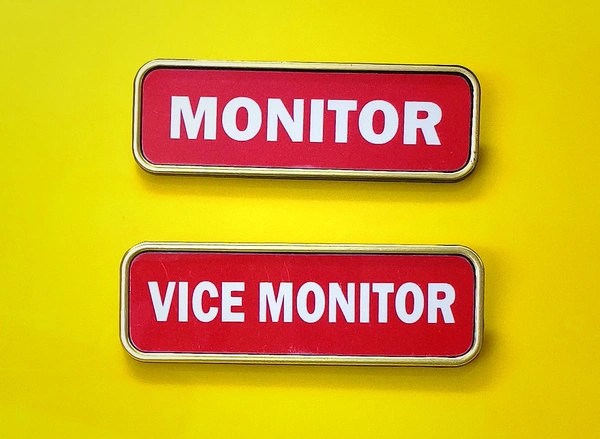 Student Badges | Monitor Badges | Prefect Badges| Head Boy Girl Badges - Red, 74x24 mm