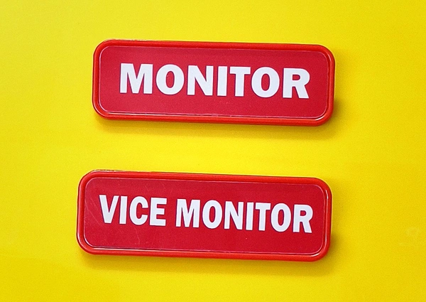Student Badges (Monitor & Vice Monitor) Set of 2 - 74x24 mm, Red