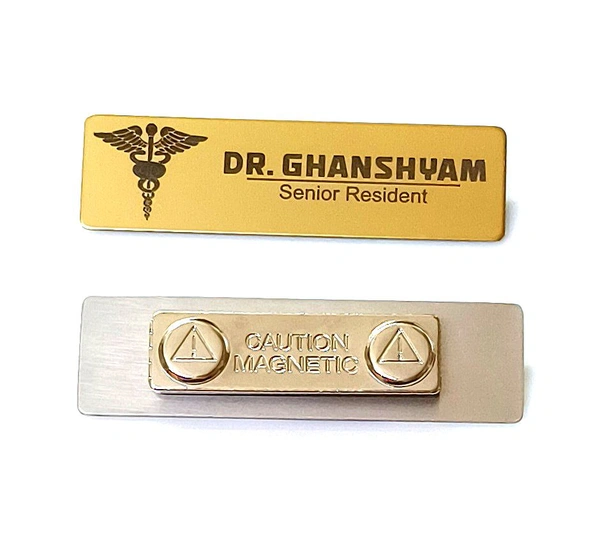 Doctor Personalised Name Badge Golden (20x70 m. m.)