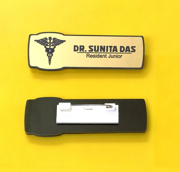 Doctor Personalised Name Badge Golden 30x80 mm