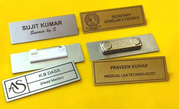 Silver Golden Metal Engraving Badges Order Online Shipping Free India  - 75x25 mm