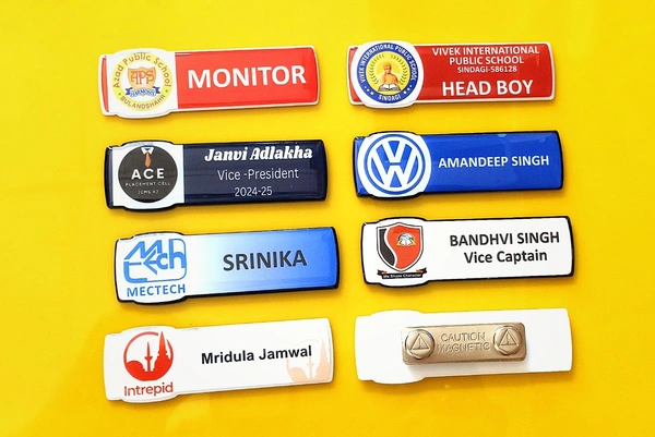 Order Online Student Badges Office Badges Metal Badges Maker in India Delhi NCR - 80x30 mm