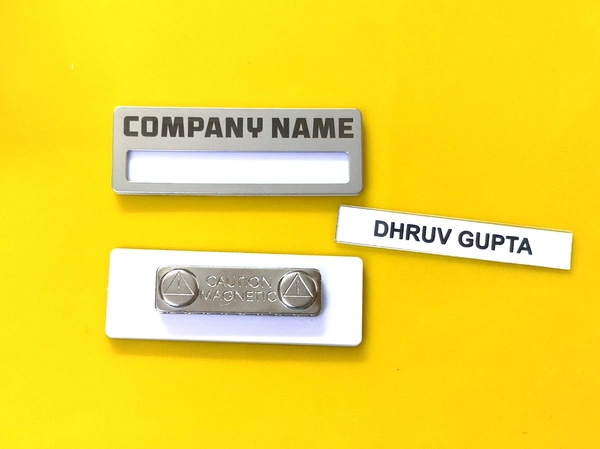 Reusable S S Metal Silver Badge Order Online India
 - 70x25 mm