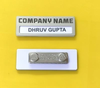 Reusable S S Metal Silver Badge Order Online India
 - 70x25 mm