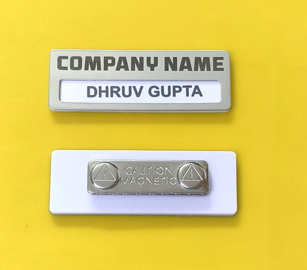 Reusable S S Metal Silver Badge Order Online India
 - 70x25 mm