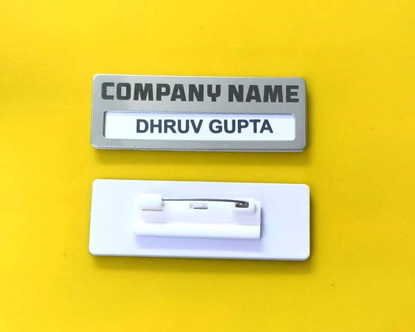 Reusable S S Metal Silver Badge Order Online India
 - 70x25 mm