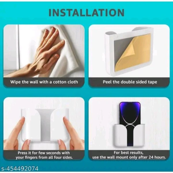 Mobile Holder Wall  - White, Free Size