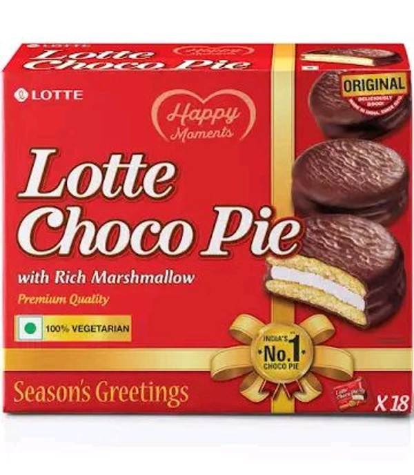 Lotte Choco Pie - Soft Biscuits coated with Premium Chocolate - (Pack of 1) 
