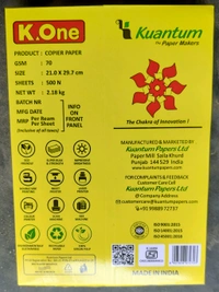 K-One A4 Size paper for 70 GSM 1 Rim(500 Sheets)