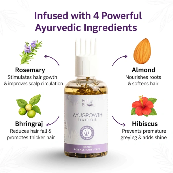 FOLLIBLOOM AyuGrowth Ayurvedic Hair Oil for Hair Fall & Hair Growth - 200 ml