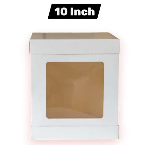 The Baking Curv 10 Inch Tall Cake Box with Window – Premium Display Box for Tiered & Fondant Cakes - 10 Inch, White