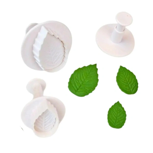 3 Pcs Rose Leaf Plunger Cutter Set – Fondant, Cookie & Biscuit Moulds for Cake Decorating