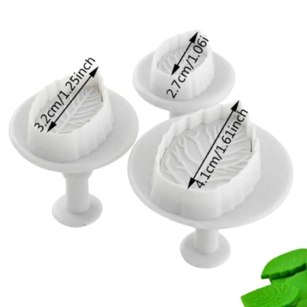 3 Pcs Rose Leaf Plunger Cutter Set – Fondant, Cookie & Biscuit Moulds for Cake Decorating