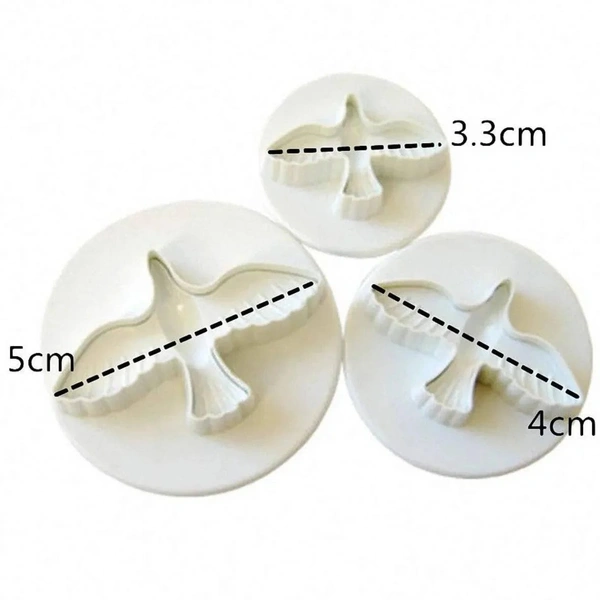 3 Pcs Dove Bird Plunger Cutter Cookie Biscuit Fondant Cutter 