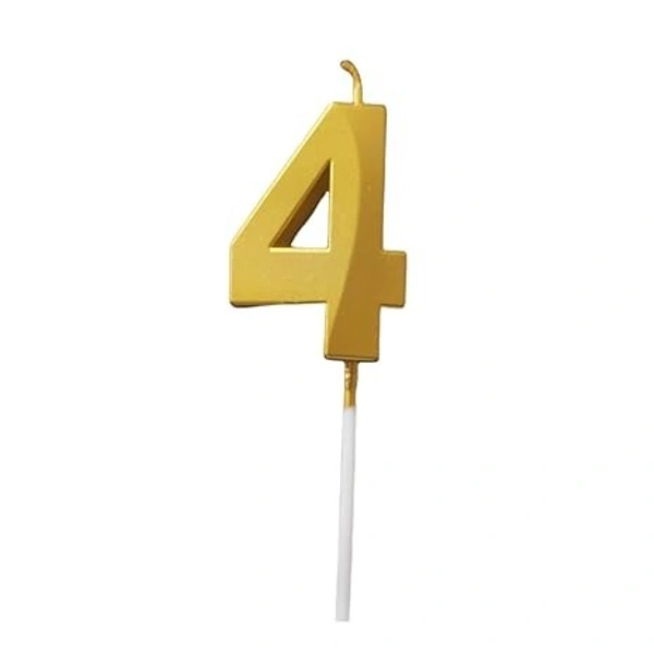 The Baking Curv Golden Number 4 Candle | Metallic Gold Cake Topper for Birthday, Party Decoration, Kids & Adults Celebration| Number Candle | Birthday Candle