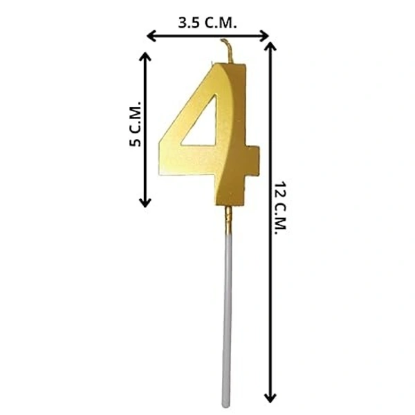 The Baking Curv Golden Number 4 Candle | Metallic Gold Cake Topper for Birthday, Party Decoration, Kids & Adults Celebration| Number Candle | Birthday Candle