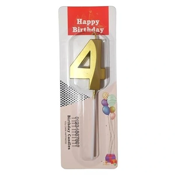 The Baking Curv Golden Number 4 Candle | Metallic Gold Cake Topper for Birthday, Party Decoration, Kids & Adults Celebration| Number Candle | Birthday Candle