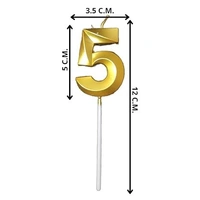 The Baking Curv Golden Number 5 Candle | Metallic Gold Cake Topper for Birthday, Party Decoration, Kids & Adults Celebration| Number Candle | Birthday Candle
