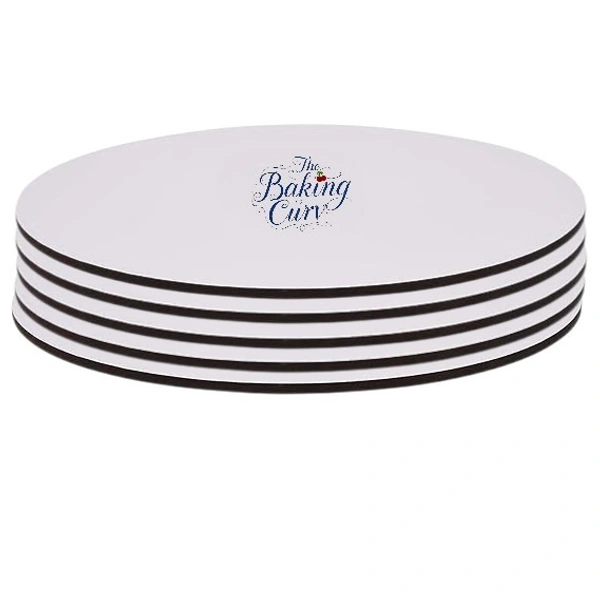 The Baking Curv Reusable Round MDF Cake Base – Ideal for Professional Cake Presentation - 8 Inch, White, Pack of 10