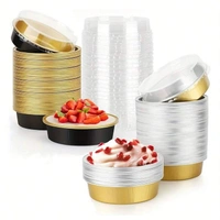 Beta Round Foil Bake & Serve with Lid – Oven-Safe, Disposable, With Dome Lid | The Baking Curv - Golden, Pack Of 50