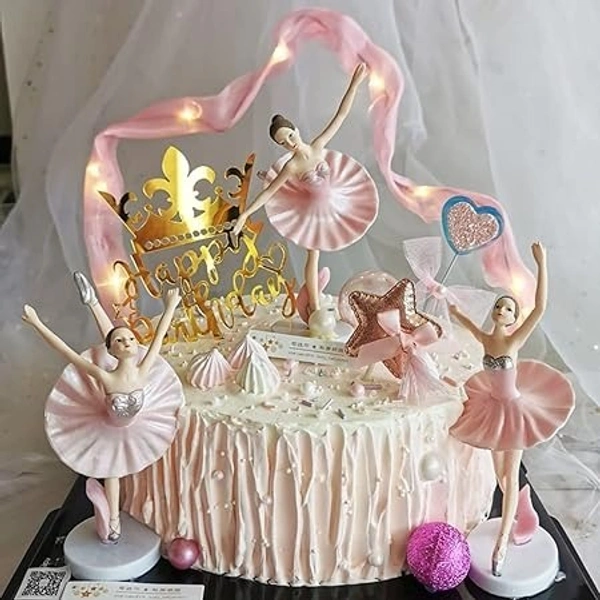The Baking Curv Pink Ballerina Cake Topper – Ballet Dancer Theme Decoration for Girls’ Birthday Cakes