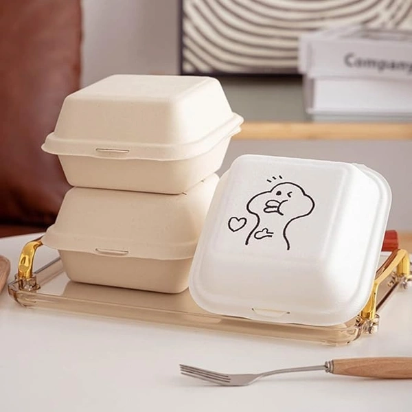 The Baking Curv Burger Box Bento Box 100% Eco Friendly Take Away Container with Smart Lock Lid - 6x6, Pack Of 10