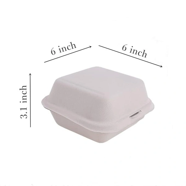 The Baking Curv Burger Box Bento Box 100% Eco Friendly Take Away Container with Smart Lock Lid - 6x6, Pack Of 10