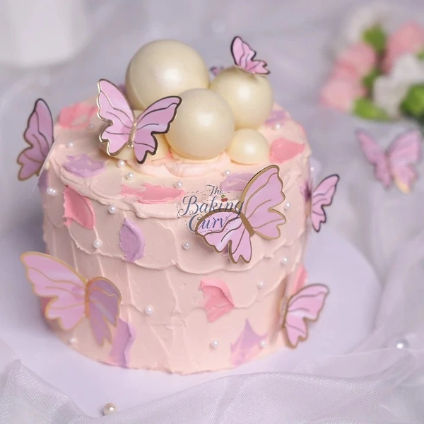 The Baking Curv Pastel Pink Butterfly Cake Toppers – Pack of 10 Elegant Decorative Butterflies| Cake Decoration