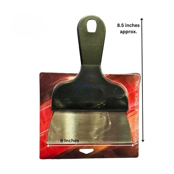 "6 Inch Chocolate Scraper – Stainless Steel Blade with Black Handle for Cake Decorating & Chocolate Work"
