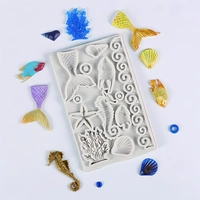 The Baking Curv Fondant Mold, 3D Ocean Animal Silicone Mermaid Mold, Seahorse, Seaweed, Shell, Decorative, Silicone Molding