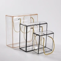 The Baking Curv Transparent 8x8 PVC Hamper Boxes with Handle – Square Gift Packaging Boxes for Hampers & Return Gifts - Pack of 5