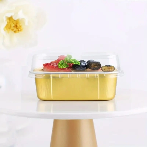 Rectangular 2x3" Foil Bake and Serve Containers with Lids for Cupcakes - Pack Of 5
