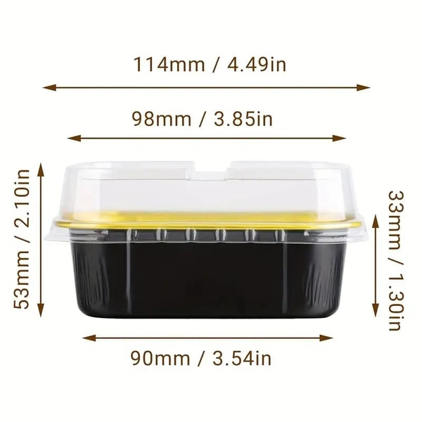  Rectangular 2x3" Foil Bake and Serve Containers with Lids for Cupcakes - Pack Of 5