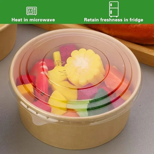 Round Paper Tub with Lid – Food-Grade, Leak-Resistant, Disposable Container | The Baking Curv - Pack Of 25