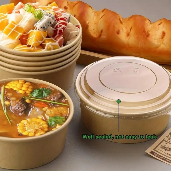 Round Paper Tub with Lid – Food-Grade, Leak-Resistant, Disposable Container | The Baking Curv - Pack Of 25