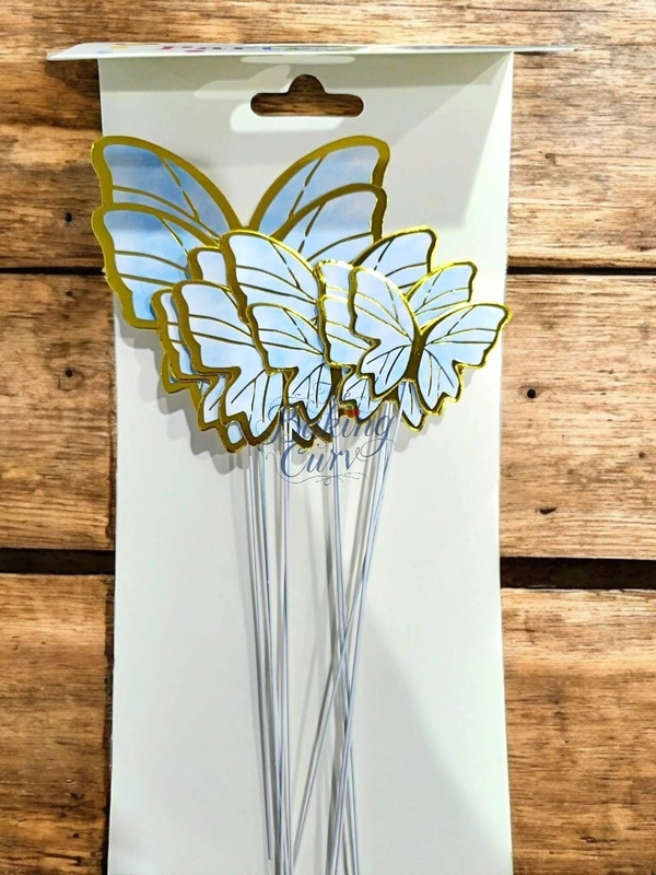 The Baking Curv Pastel Blue Butterfly Cake Toppers – Pack of 10 Elegant Decorative Butterflies | Cake Decoration 