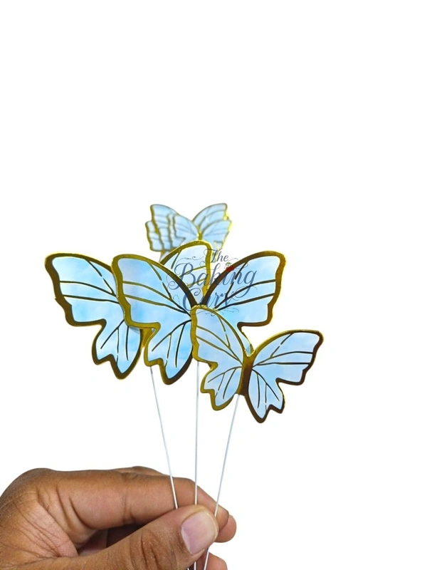 The Baking Curv Pastel Blue Butterfly Cake Toppers – Pack of 10 Elegant Decorative Butterflies | Cake Decoration 