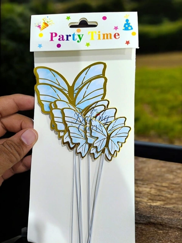 The Baking Curv Pastel Blue Butterfly Cake Toppers – Pack of 10 Elegant Decorative Butterflies | Cake Decoration 
